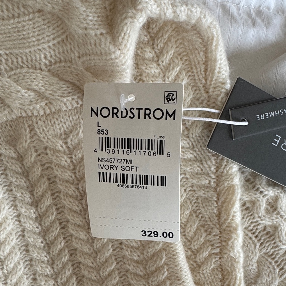 Nordstrom Cream Cable Knit Turtleneck Sweater - Picture 4 of 5